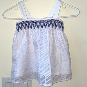 NAUTICA Top sz 5 Cute Girl Pretty Halter Shirt White Blue Like New Boho Prairie